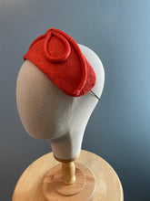 Orange Parasisal straw bandeau headpiece with orange rouleau bow