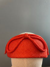 Orange Parasisal straw bandeau headpiece with orange rouleau bow