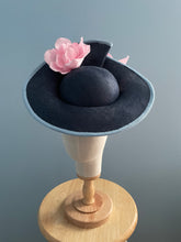 Navy upturn with pink roses