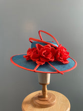 Aqua and coral wide-brimmed Parasisal hat