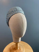 Blue and gold bridal headpiece with detachable veil